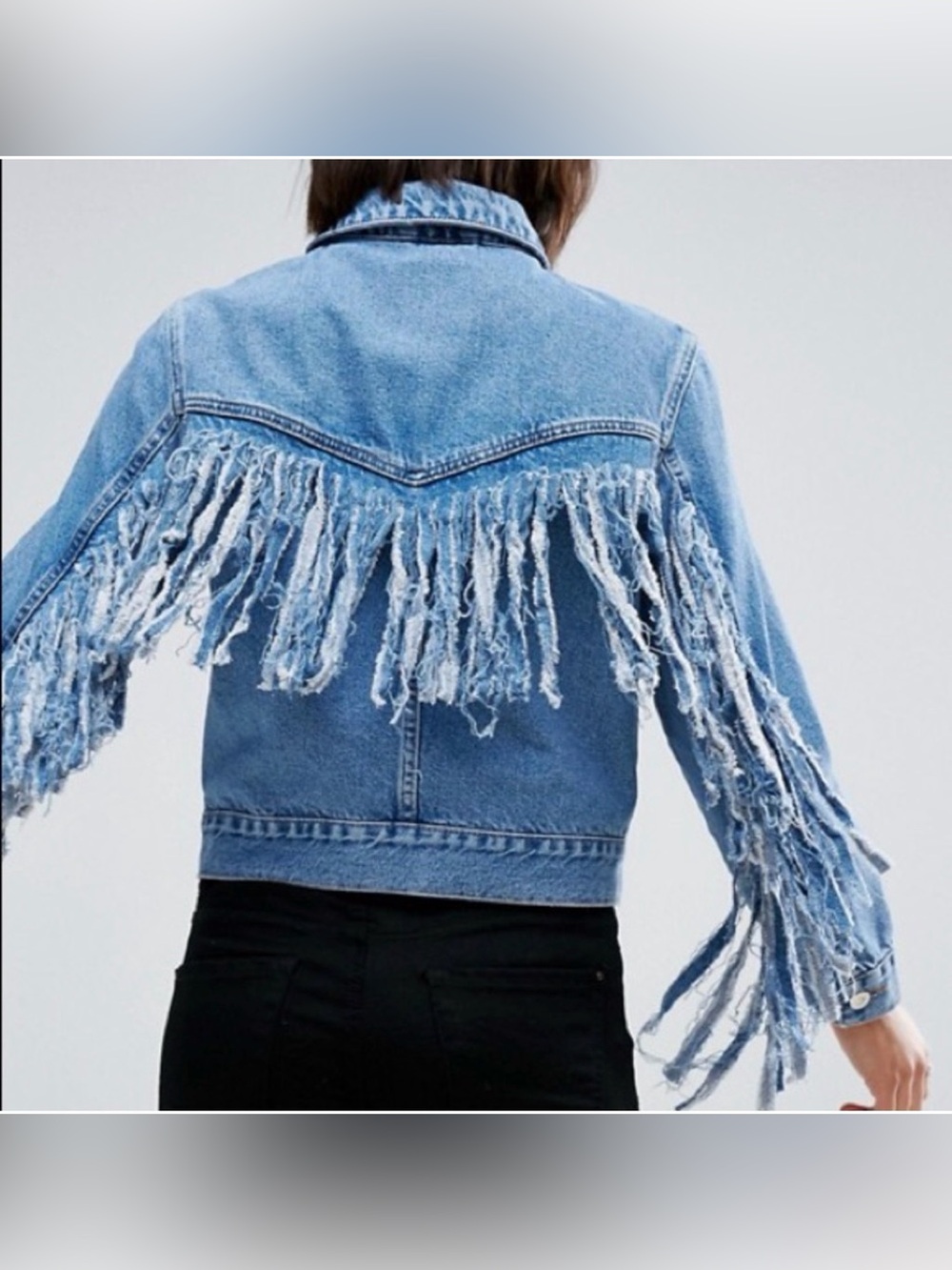 ASOS Light Blue Fringed Denim Jacket